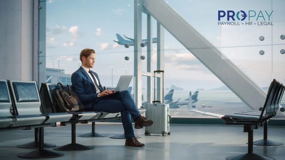 Business trips airport man working